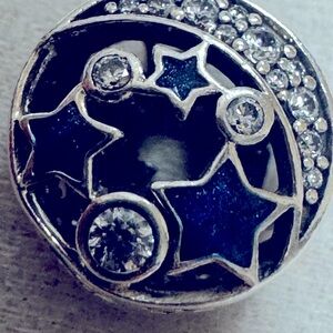 Authentic Pandora Night,  Sky,Moon and stars Enamel Clear CZ charm